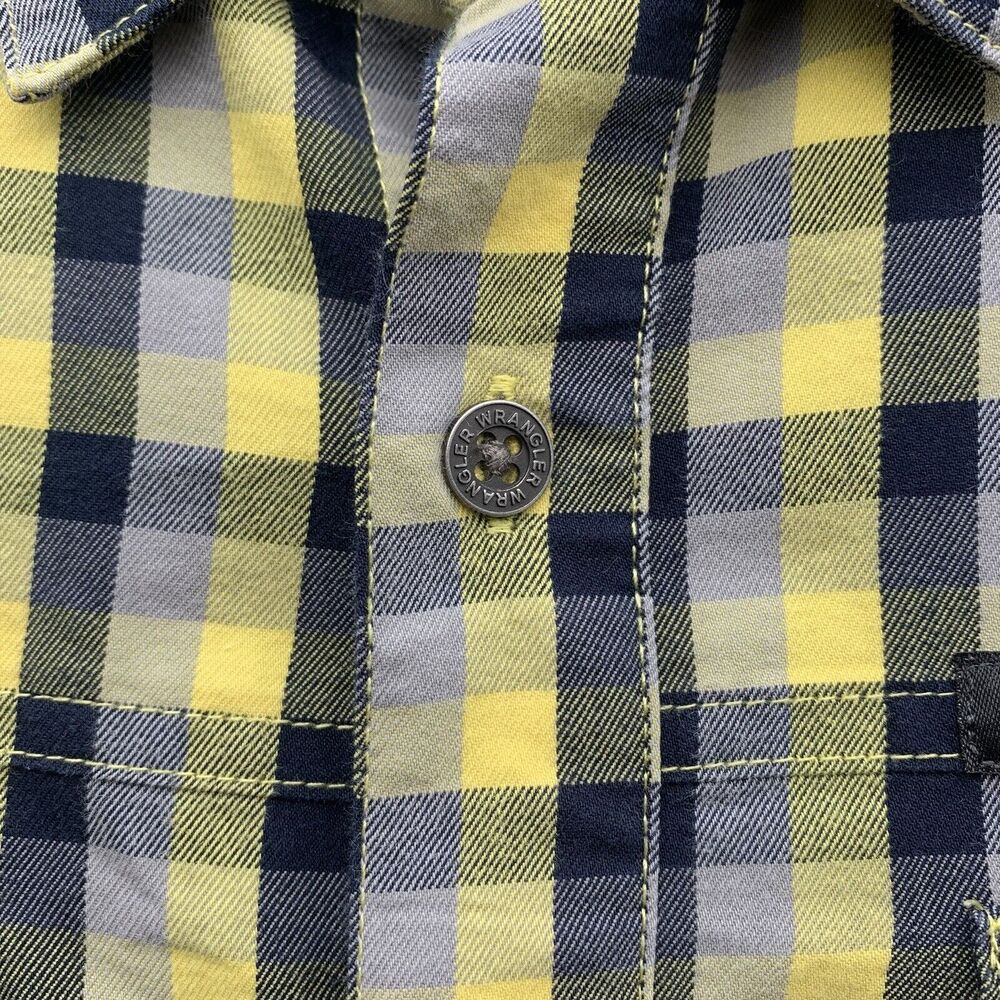 Wrangler Shirt Mens 3XL Regular Fit Metal Buttons Yellow Black‎ Gray Check Plaid - Picture 4 of 12